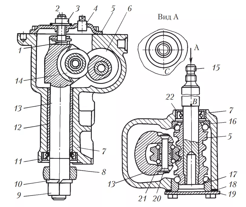 Схема рулевого механизма червячного типа