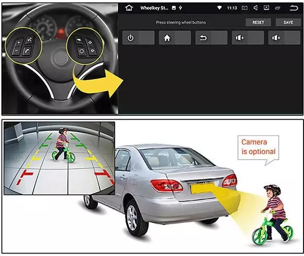 К магнитоле Seincane подключена камера заднего вида; вы можете настроить управление кнопками на рулевом колесе.